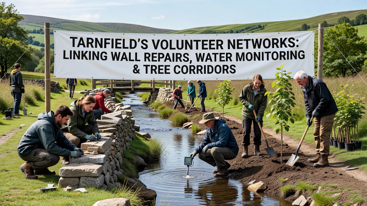 Tarnfield Volunteers Connect Dry Stone Wall Repairs with Stream Gauging and Woodland Corridor Projects